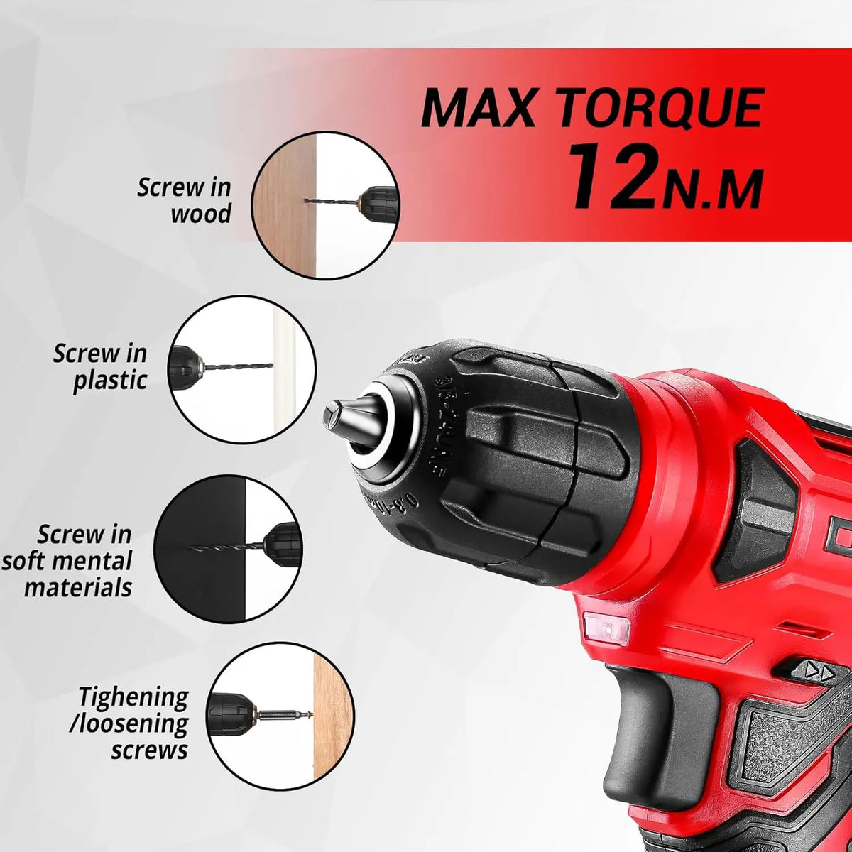 DEKO Drill Set Tool Set with 8V Red Cordless