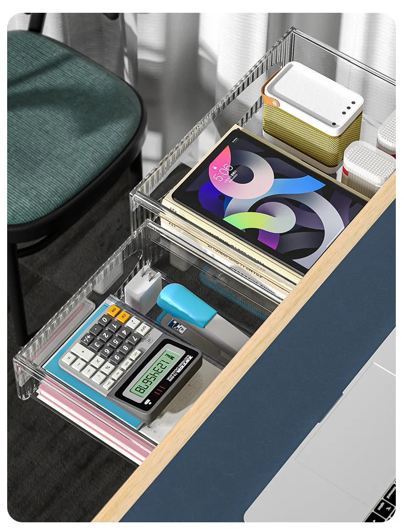 Under Table Hidden Drawer Storage Box with SelfAdhesive Mount Large Capacity Office Desk Organizer for Supplies Files Stationery