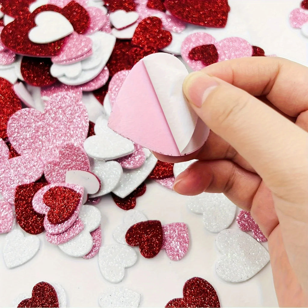 Foam Glitter Sticker DIY Love Heart Adhesive Sticker for Gift Box