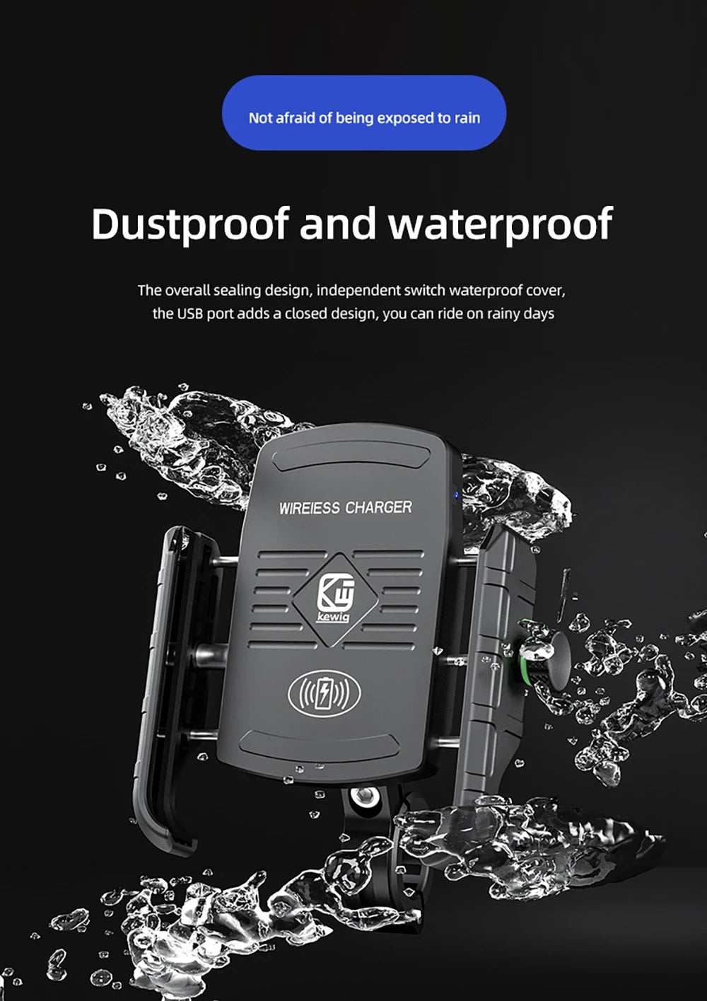 Motorcycle Phone Holder Wireless Charger Moto Motorbike Mirror Mobile Stand Support USB-C Fast Wireless Charging Cellphone Mount