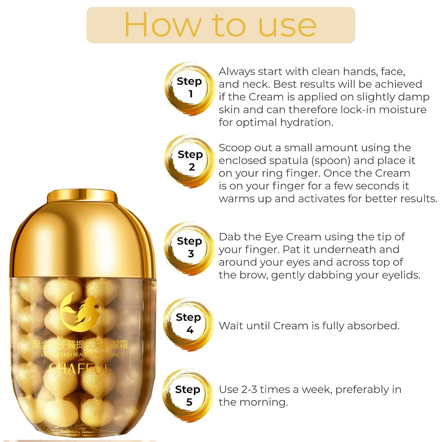 24k Black Gold Caviar Eye Cream Anti Dark Circles Eye Bags Firming Anti Aging  Moisturizing Eyes Skin Care For All Skin Types