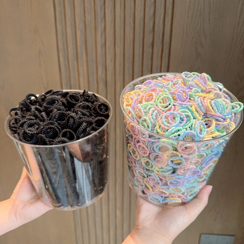 [50/100Pcs] Baby Rubber Band Does Not Hurt The Hair Small Thumb Ring High Elastic Thread Toddler Seamless Scrunchies Set