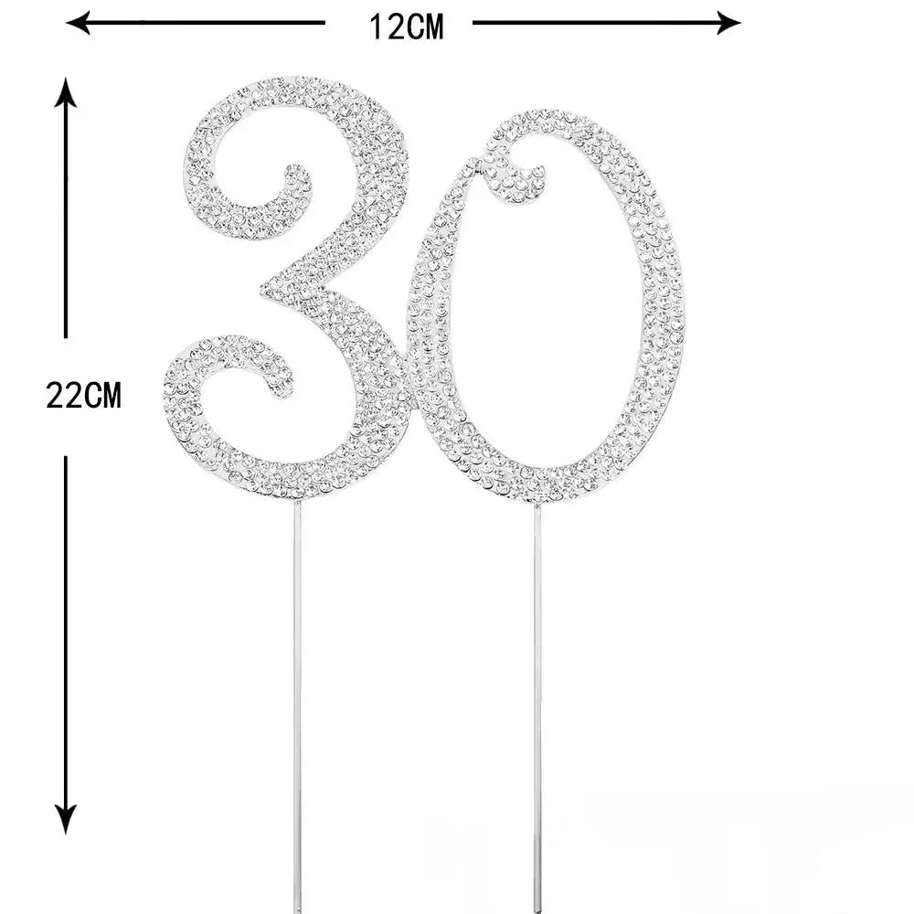 25 Cake Topper Sparkly Crystal Rhinestones Cake Topper Cake Decoration for 25th Birthday Party or or 25th Wedding Anniversary