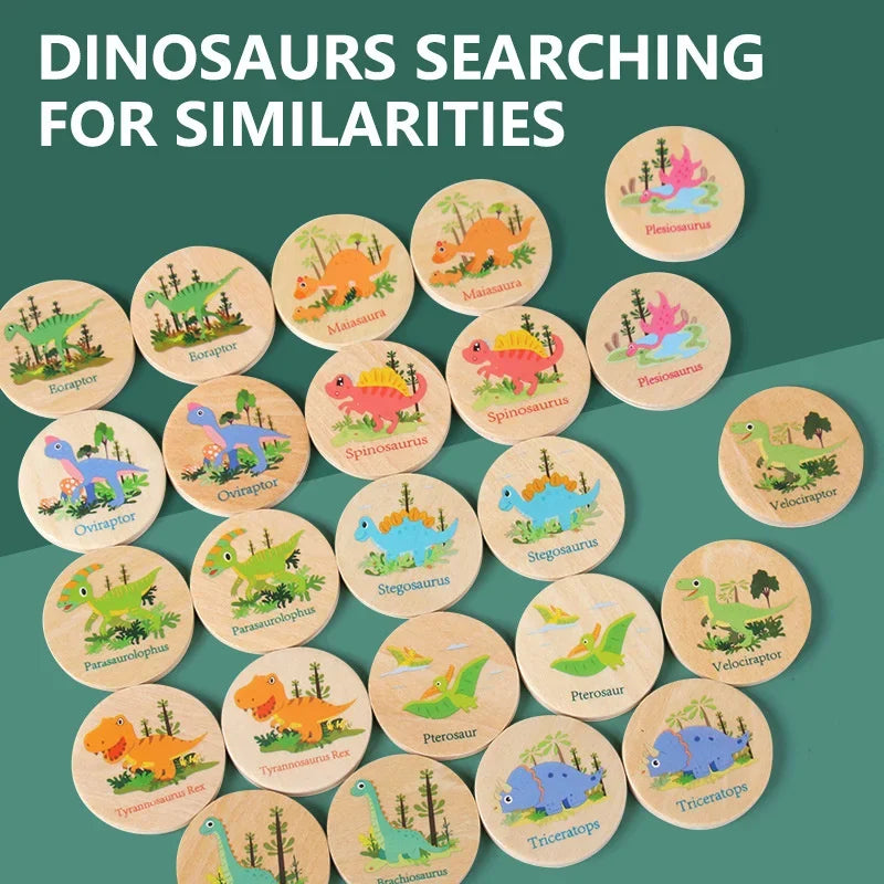 Memory Game Dinosaur Matching Toy Preschool Matching Board Game For Early Learning Development Wooden Games Summer Party Gift
