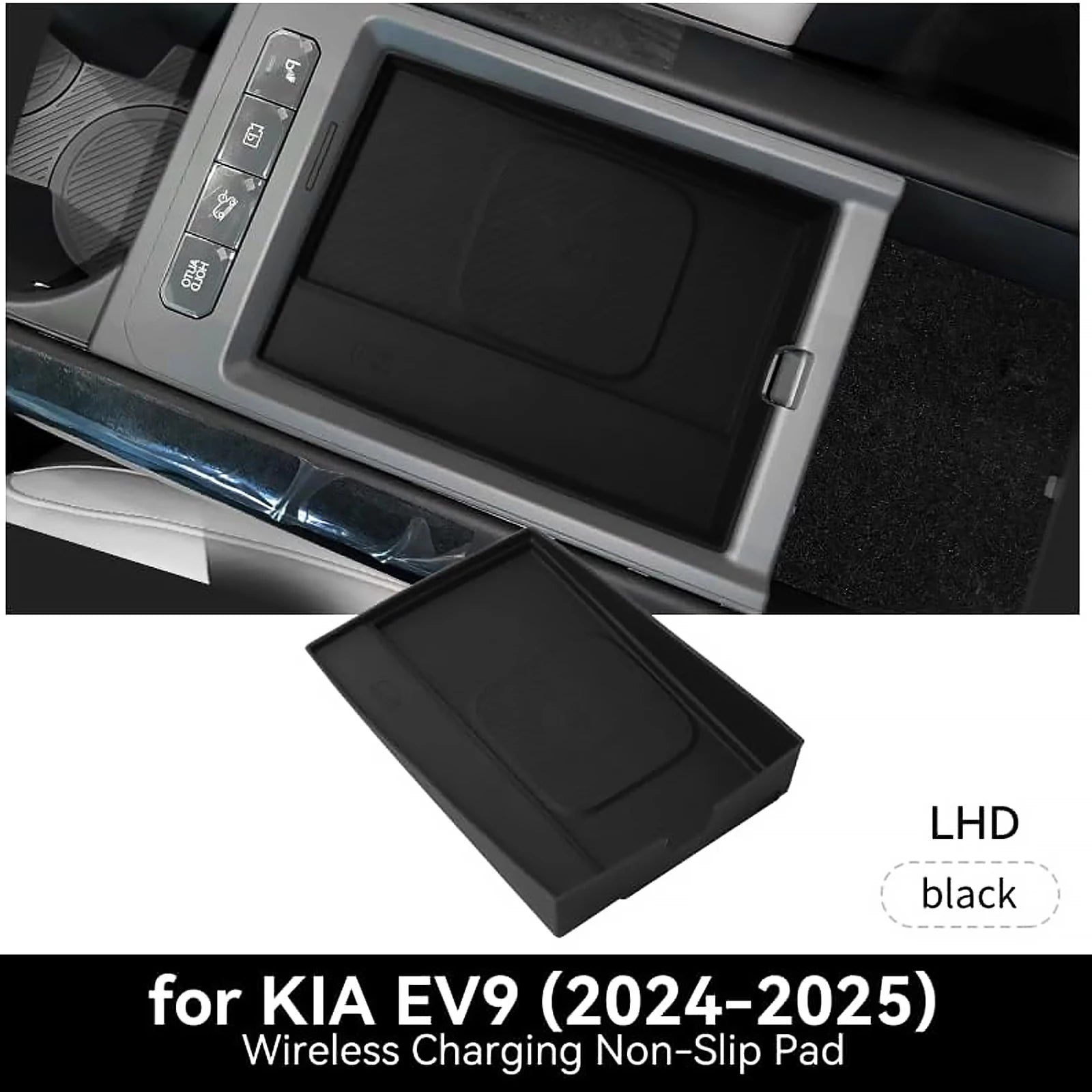 Car Armrest Storage Box Lower Center Console Organizer Cup Holder Storage Box Wireless Charger Panel Mat For KIA EV9 2024 2025