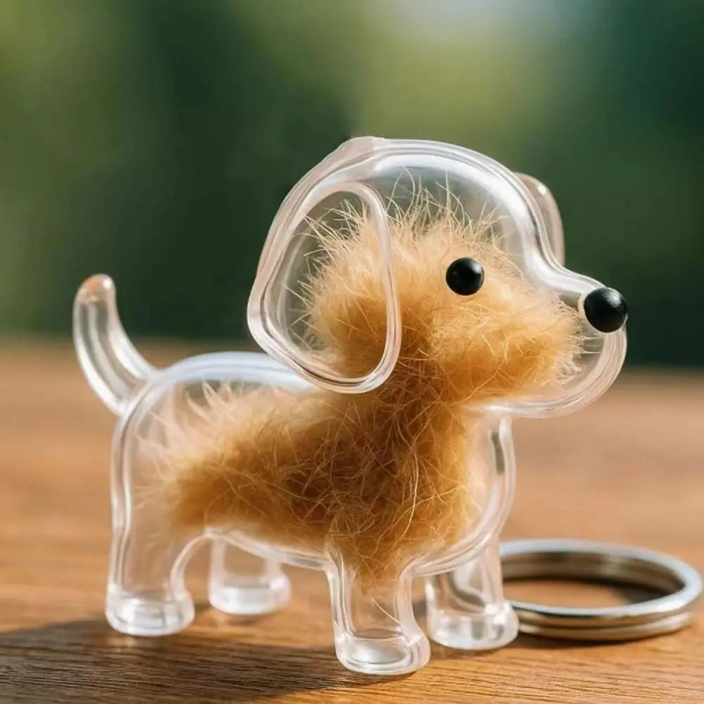 Dog Shape Dog Hair Storage Box Transparent Hair Grooming Pet Hair Keychain DIY Handmade Acrylic Puppy Pendants Backpack