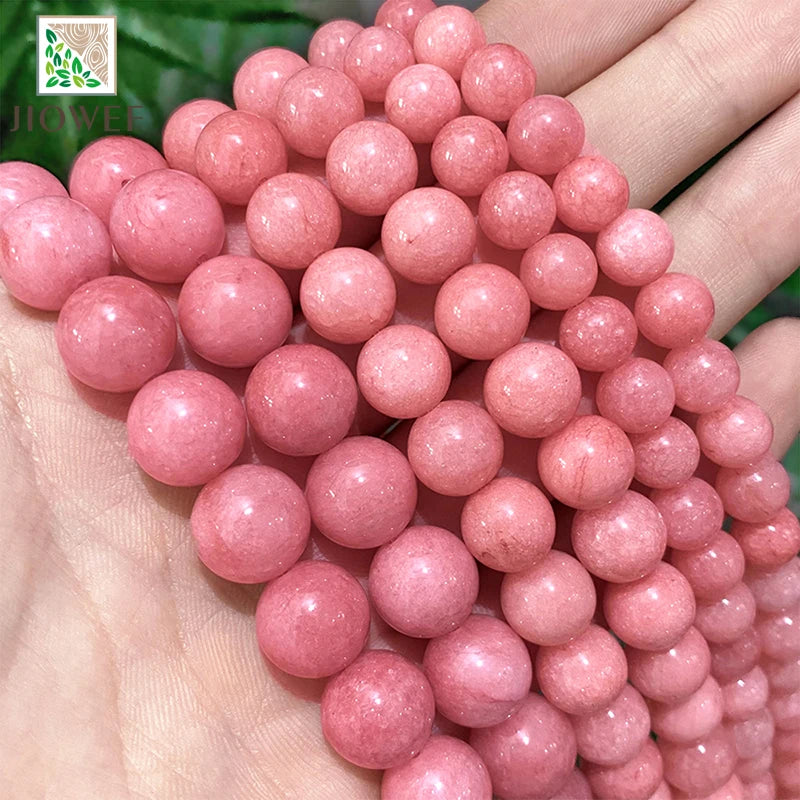 Smooth Light Pink Rose Chalcedony Jasper Beads Natural Stone
