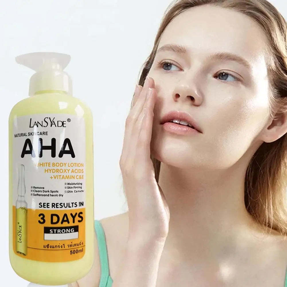 500ml Vitamin C Body Cream Whitening Hydroxy Acids VE Remove Acne Marks Deep Moisturizing Lightening Body Lotion Skin Care