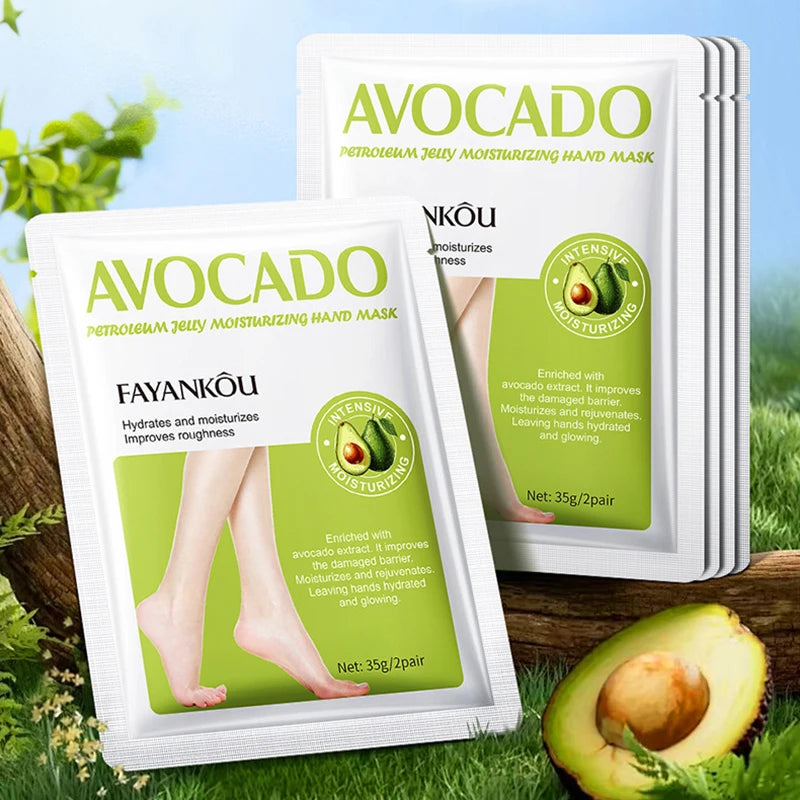 1/3/5 Pairs Avocado Exfoliating Foot Mask Feet Pedicure Remove Dead Skin Moisturizing Foot Exfoliator Feet Masks Skin Care
