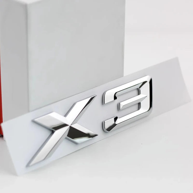 3D ABS Black Chrome Car Letters Rear Trunk Badge X3 Logo for X3