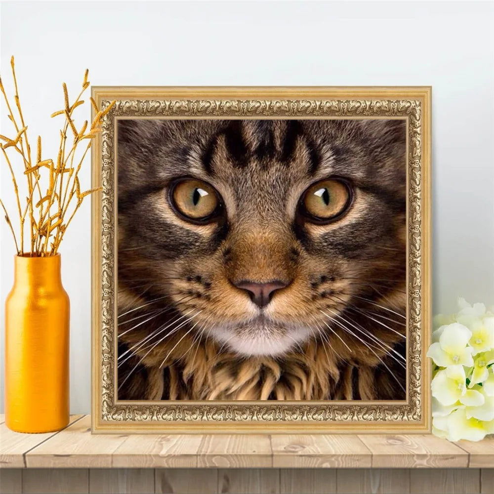 Huacan Diy Diamond Painting Full Drill Cat Home Decor Diamond Art Embroidery Mosaic Animal Wall Sticker