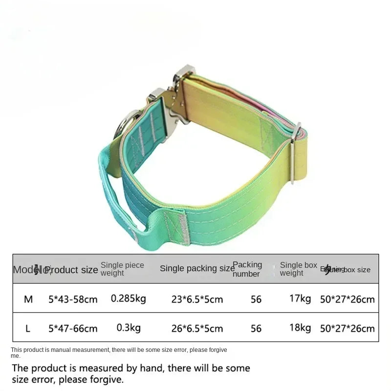 New 5mm Wide Pet Collar Gradual Change Color Traction Set Adjustable Nylon Dog Collar Supplies Medium and Large Dog Accessories