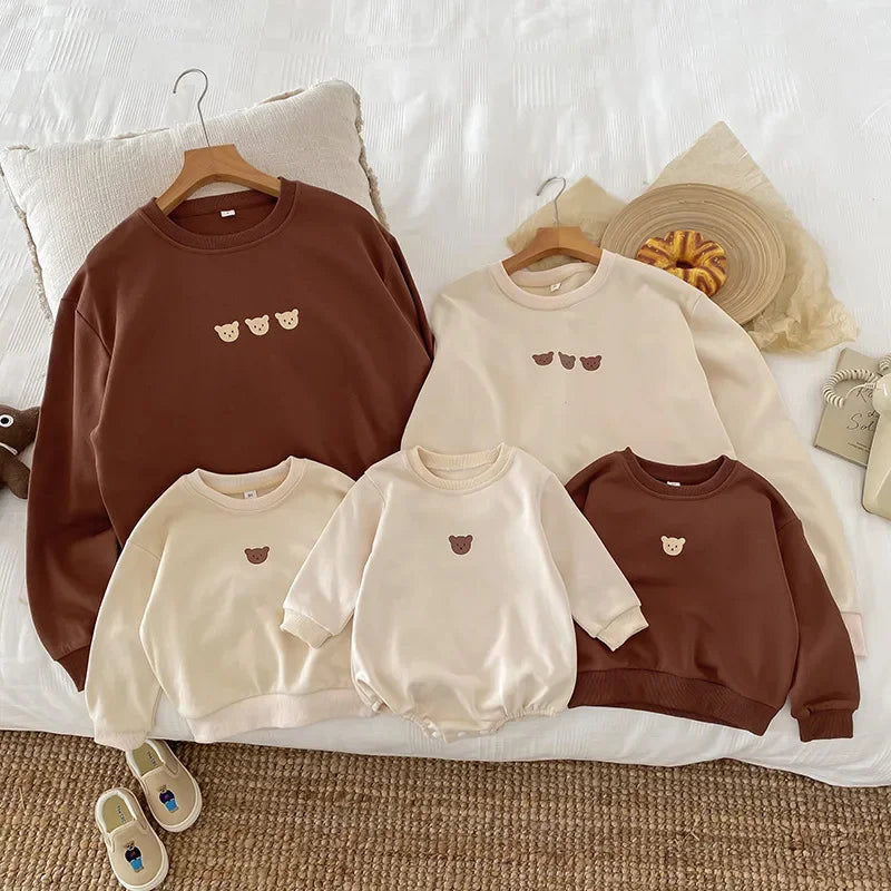 Family Matching Bear-Print Sweatshirt Set
