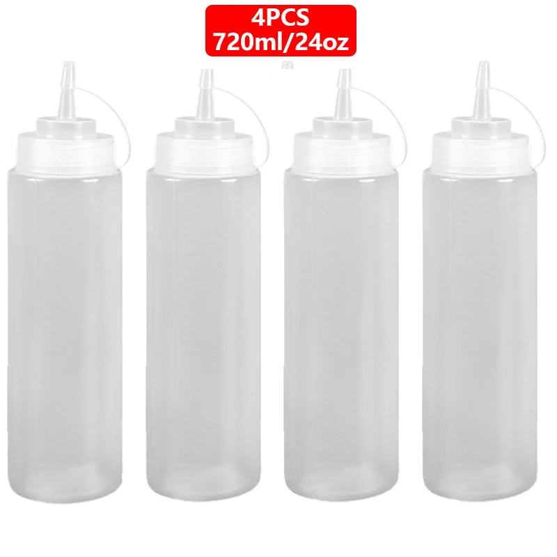 Large Squeeze  Condiment Squeeze Bottles Hot Sauces Olive Oil Bottles Ketchup Mustard Dispensers Kitchen Accessories Gadgets