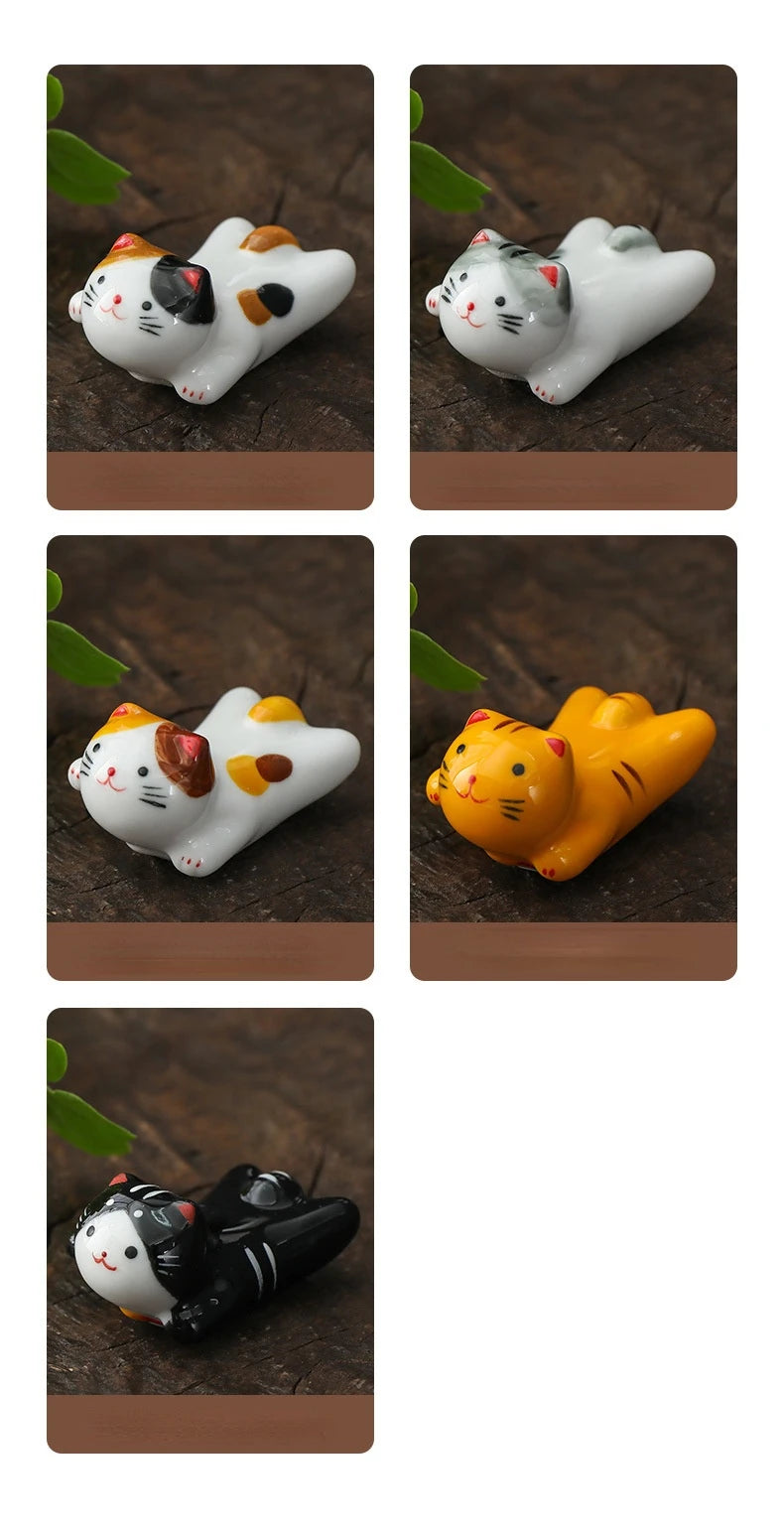 Cute Cat Ceramic Chopsticks Holder Stand Fine Design Chopstick Rack Pillow Care Rest Japanese Style Kitchen Tableware Tools New