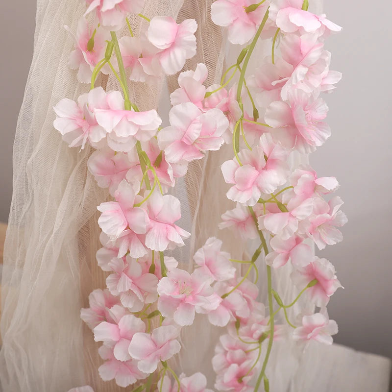 Artificial Sakura Flowers Vine Hanging Fake Floral Garland Home