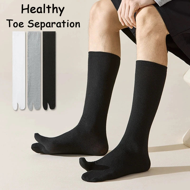 2/4Pairs Man Socks Comfortable Soft Fashion Tabi Toe Socks  Summer Two Finger Socks Kimono Flip Flop Sandal Split Tabi Toe Sock