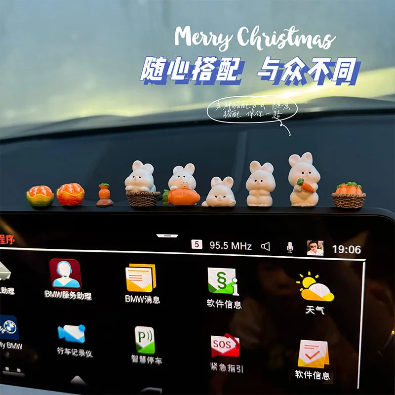 Car Interior Ornaments Mini Duck Bunny Chicks Figurines For Dashboard Rearview Mirror Fairy Garden Home Decor Gift