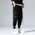 HKSH Spring Autumn New Outfit China-Chic Dark Ribbon Zipper Men Tide Dark Hooded Sweatshirt Original Punk Ins Cargo Pants HK0531