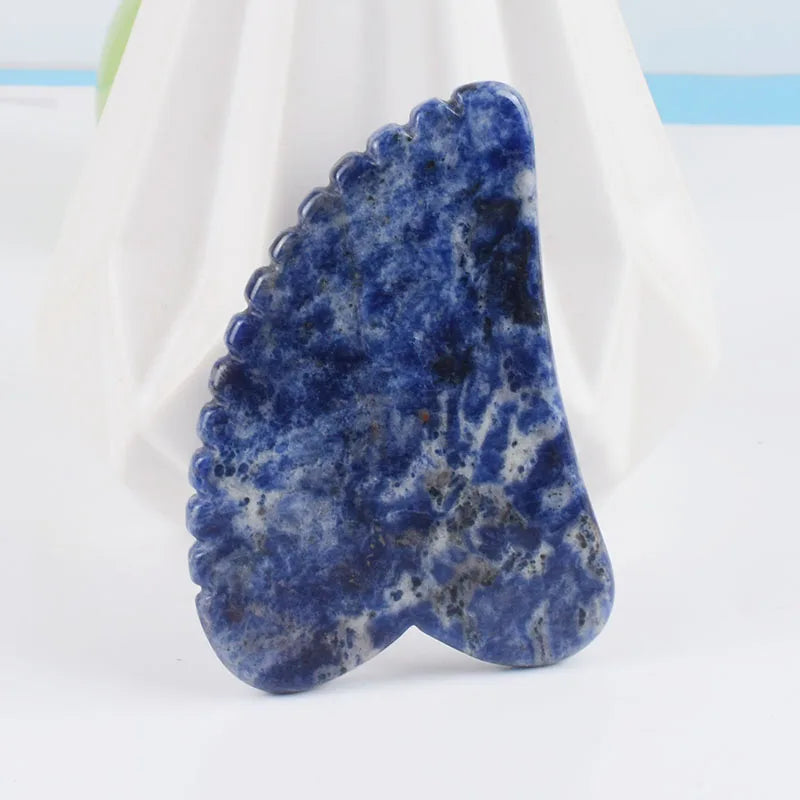 Blue stripes Face Massager Gua Sha Scraper Natural Jade Stone Skin Care Massager for Body Facial Neck Back Beauty Health Eye SPA