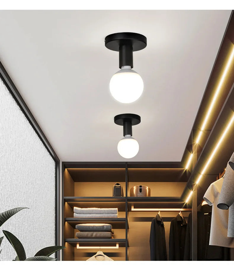 Minimalist Black E27 Ceiling Light Modern Nordic Retro Iron lamp Decor For Living Room Bedroom Bathroom kitchen Hall And Balcony