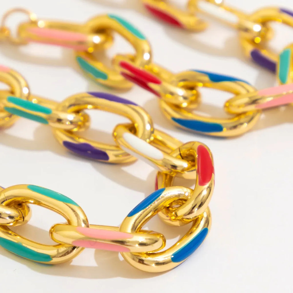 2Pcs/Set Colorful Bohemian Fashion Choker Necklace Bracelet Jewelry Set Classic Cross Chain Accessories for Women Gift Party
