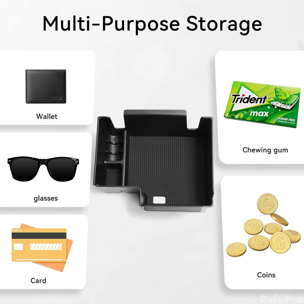 Car Armrest Storage Box Lower Center Console Organizer Cup Holder Storage Box Wireless Charger Panel Mat For KIA EV9 2024 2025