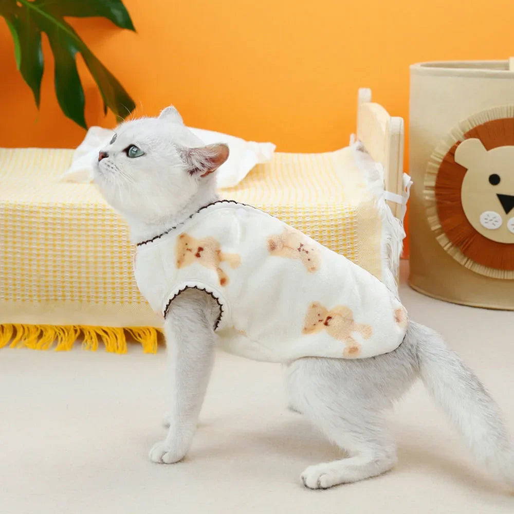 Soft Cozy Cat Clothes Kitten Cardigan Sweater Winter Warm Fleece Vest Sweatshirt for Small Dogs Puppies Jacket Coat Pet Costume