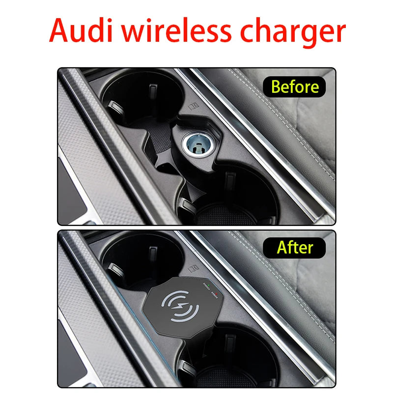 Wireless Charger For Audi A6 A7 S6 S7 C8  2019-2023 Cigarette Lighter Car Charger 15W Car Mobile Phone QI Fast Charging