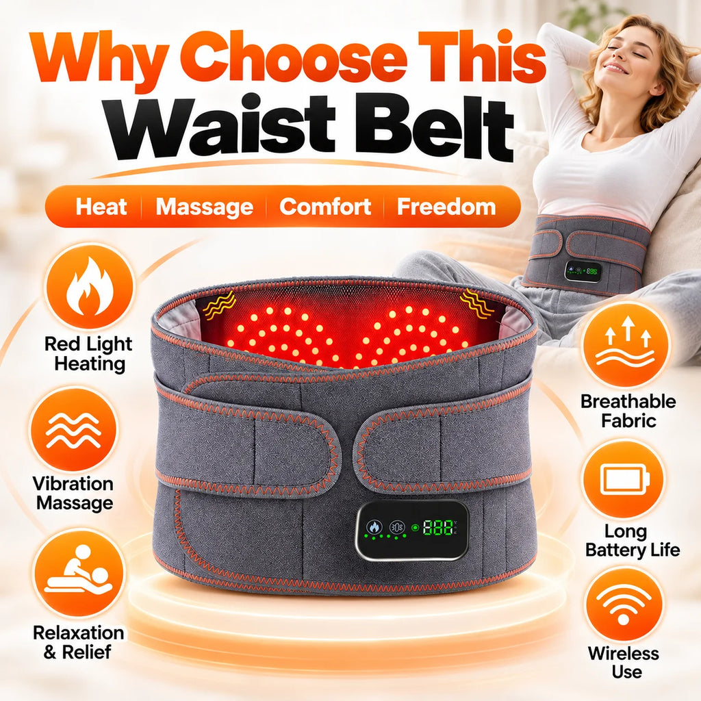 Red Light Heating Massage Waist Belt Rechargeable Lumbar Support