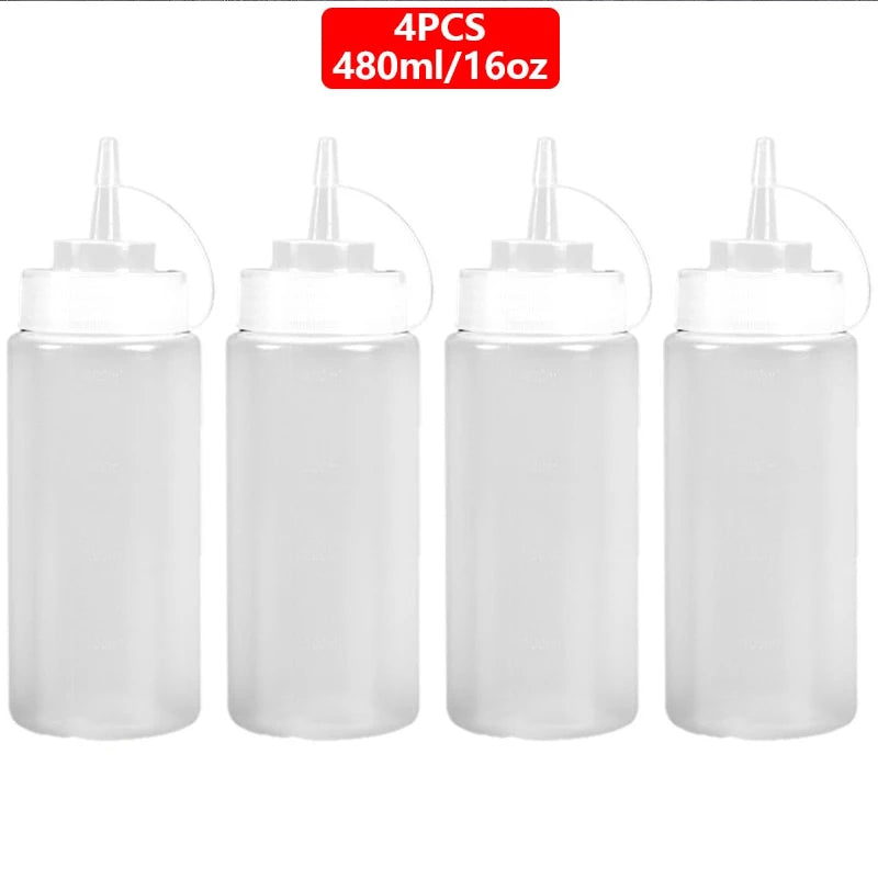 Large Squeeze  Condiment Squeeze Bottles Hot Sauces Olive Oil Bottles Ketchup Mustard Dispensers Kitchen Accessories Gadgets