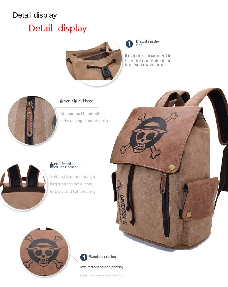 Cartoon Animation AttackonTitan ONEPIECE NARUTO Large Capacity Canvas Backpack