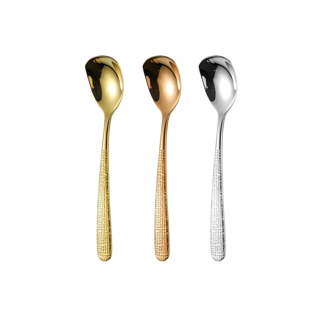 Hammer Patterned Square Stainless Steel Coffee Spoon 304 Dessert