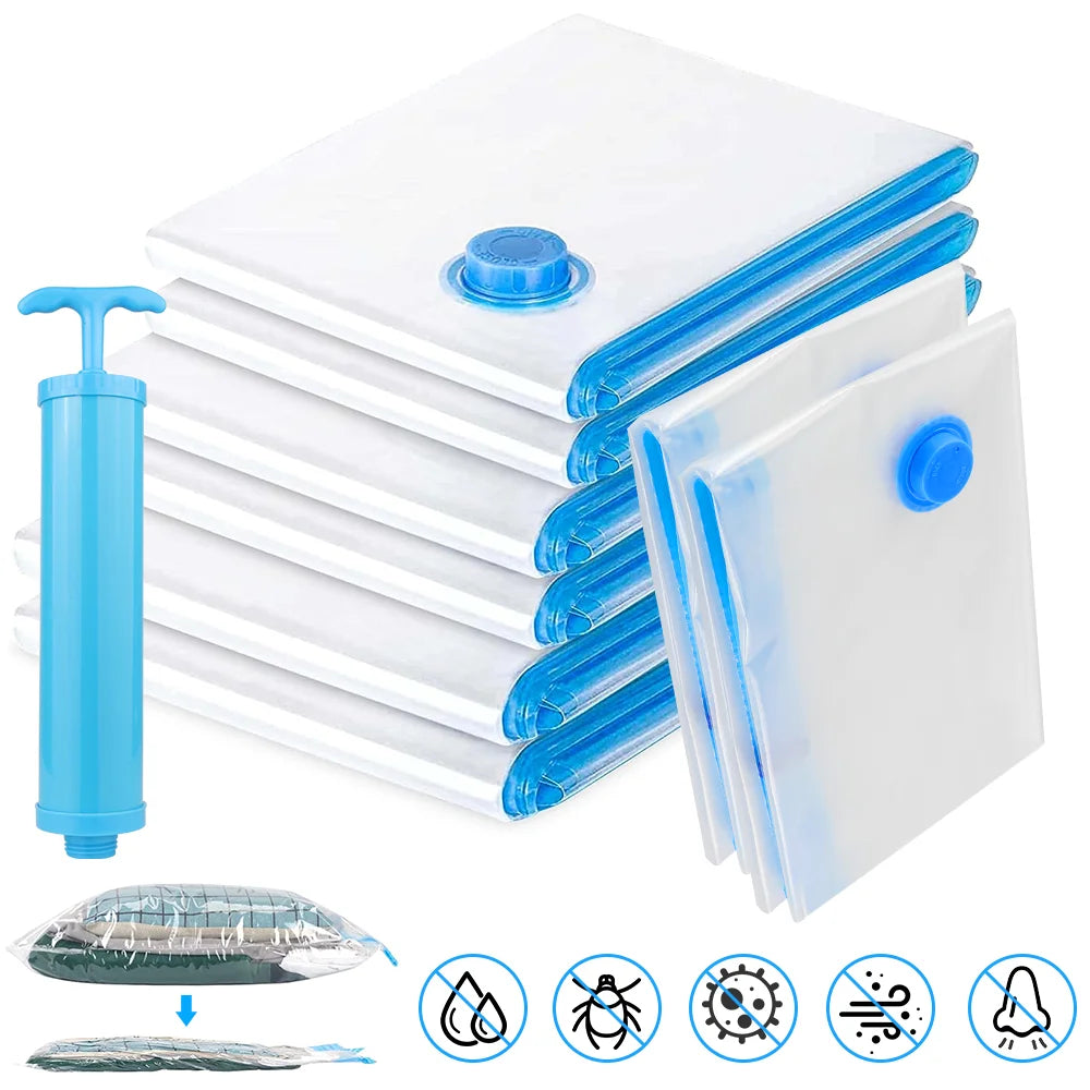 Vacuum Storage Bags Transparent Folding Compressed Space Storage Bag Travel Seal Packet Organizers For Clothes Pillow Bedding