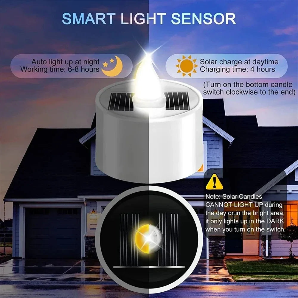 Solar LED Flameless Candles Waterproof Rechargeable Lights for Outdoor