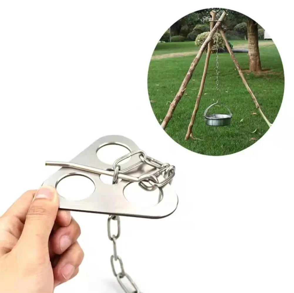 Portable Camping Gear and Equipment  Detachable Outdoor Barbecue Tripod Hanging Rack  Campfire Cooking Accessories Set