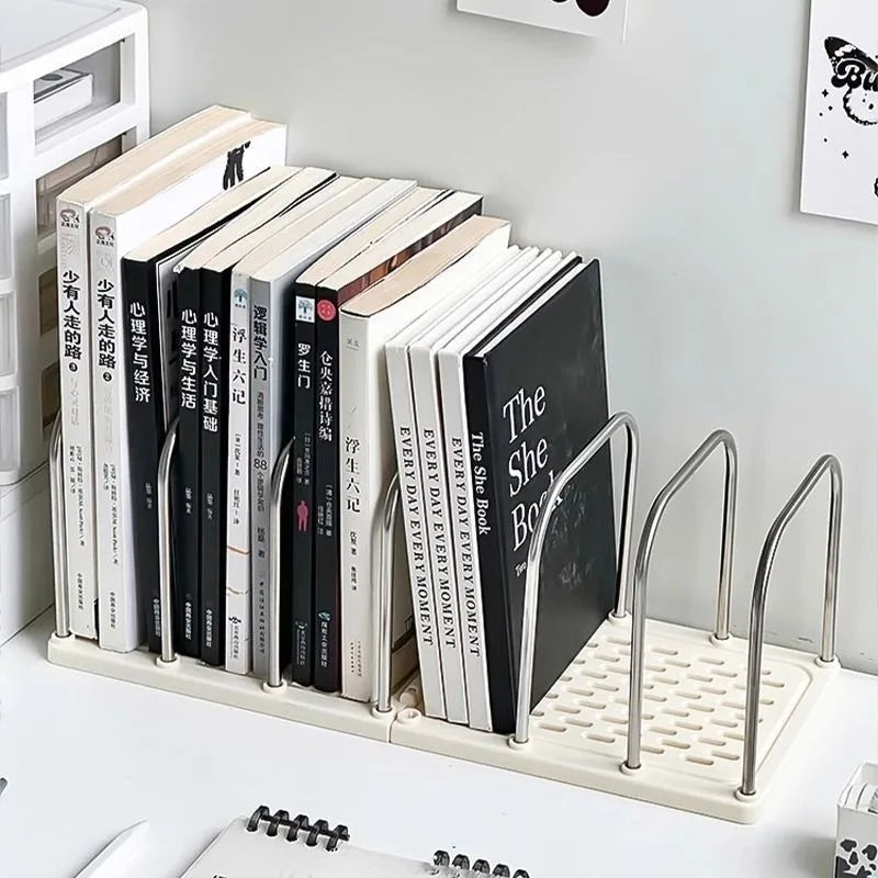 Desktop Bookshelf  Non-Slip Base Modern Minimalist Office Desk Organizer Shelf Study Table Storage Rack