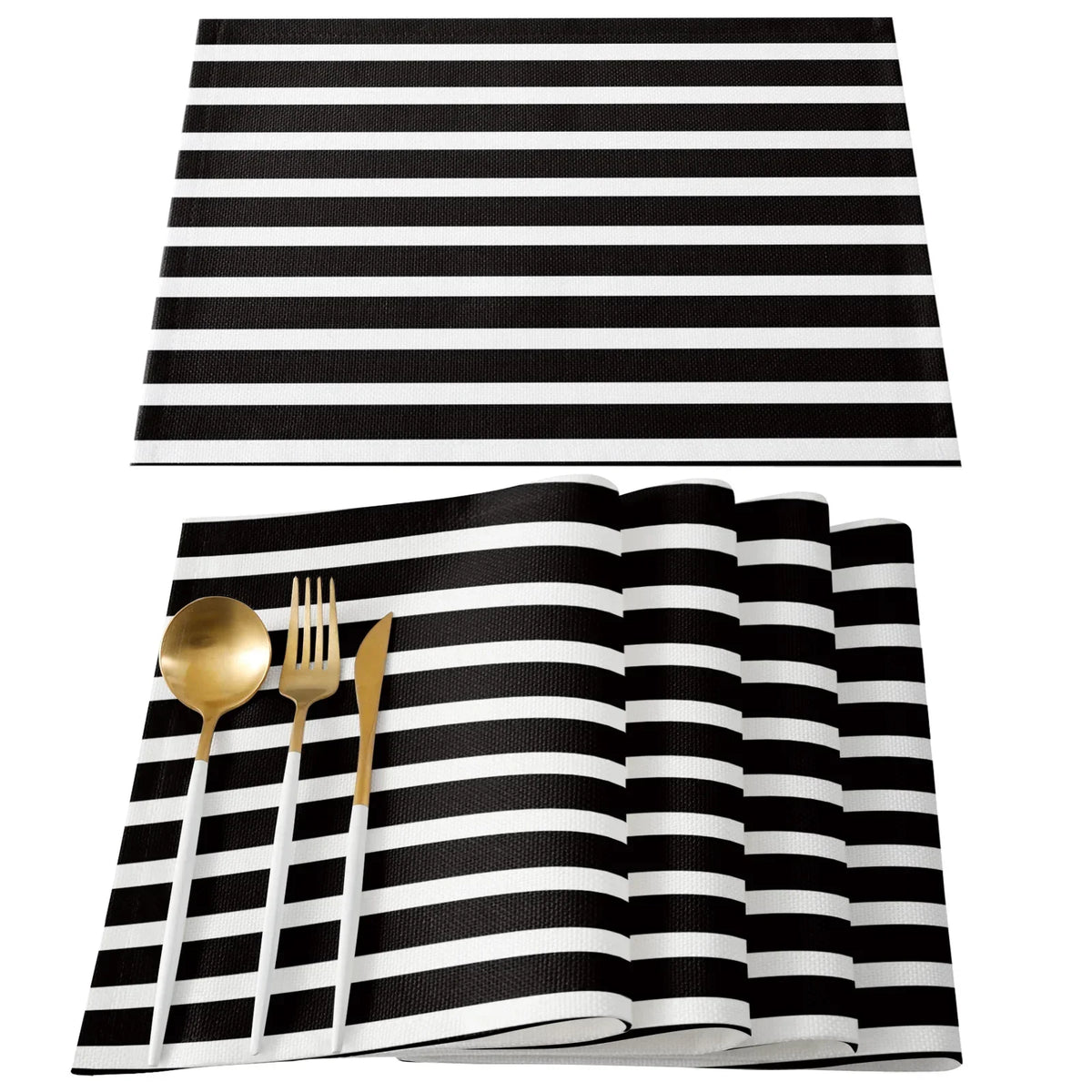 Stripes Black White Simple Pattern Table Mat Kitchen Decoration Placemat Table  For Wedding Dining Accessories Table Mat