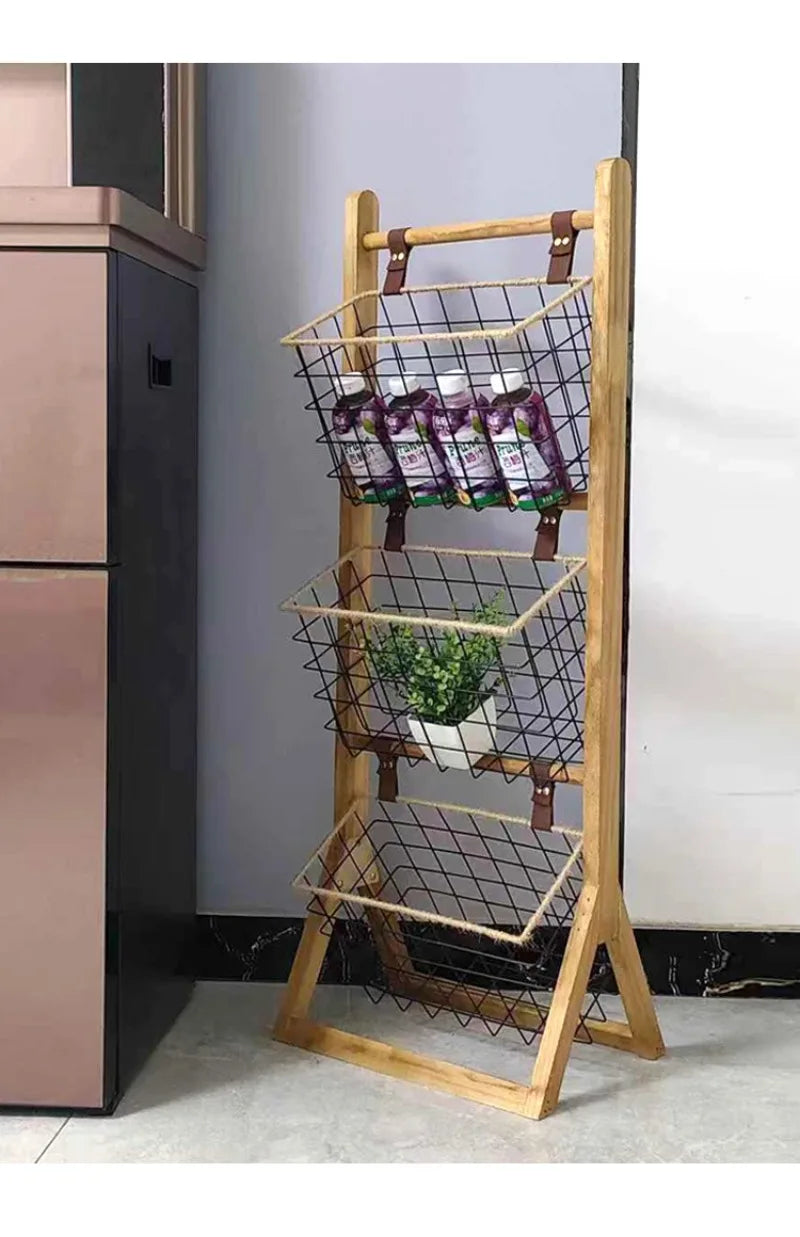 Home Floor Simple Storage Rack Household Living Room Kitchen Multi-functional Storage Shelves Metal Storage Shelves Snack Toys