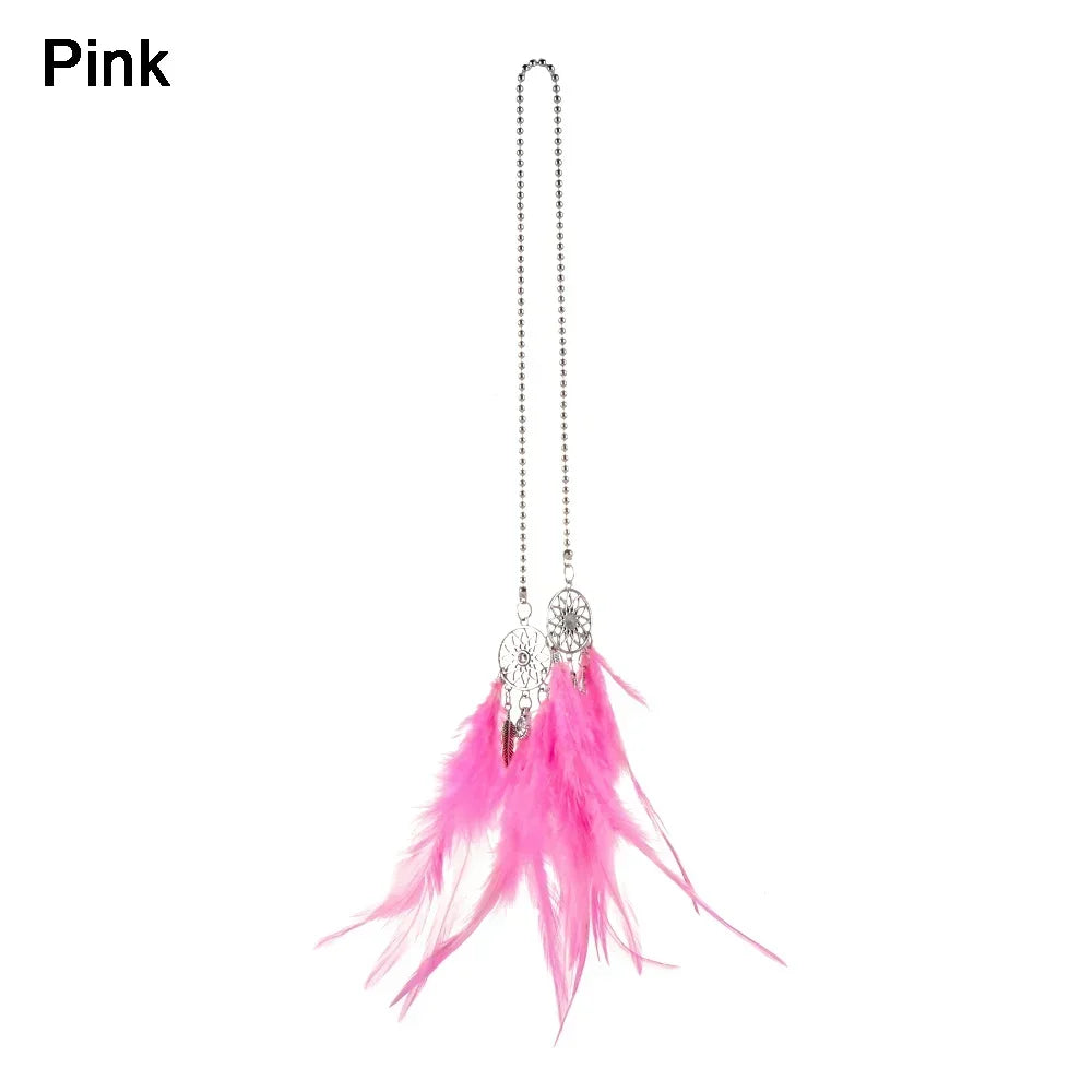 Feather Mirror Car Pendant for Girls Lucky Ornament Hanging Charm Home Decor Car Interior Accessories