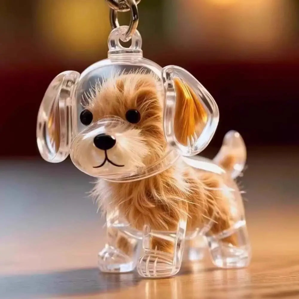 Dog Shape Dog Hair Storage Box Transparent Hair Grooming Pet Hair Keychain DIY Handmade Acrylic Puppy Pendants Backpack