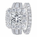 Newshe 2Pcs 925 Silver Wedding Rings Set for Women