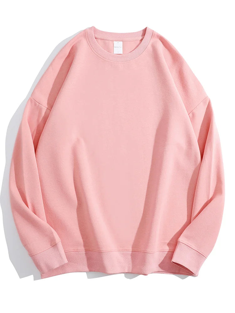 Streamgirl Cotton Basic Sweatshirt Women Oversized Yellow Pullovers Loose Casual Tops Spring Colorful Sweatshirts Women Pink