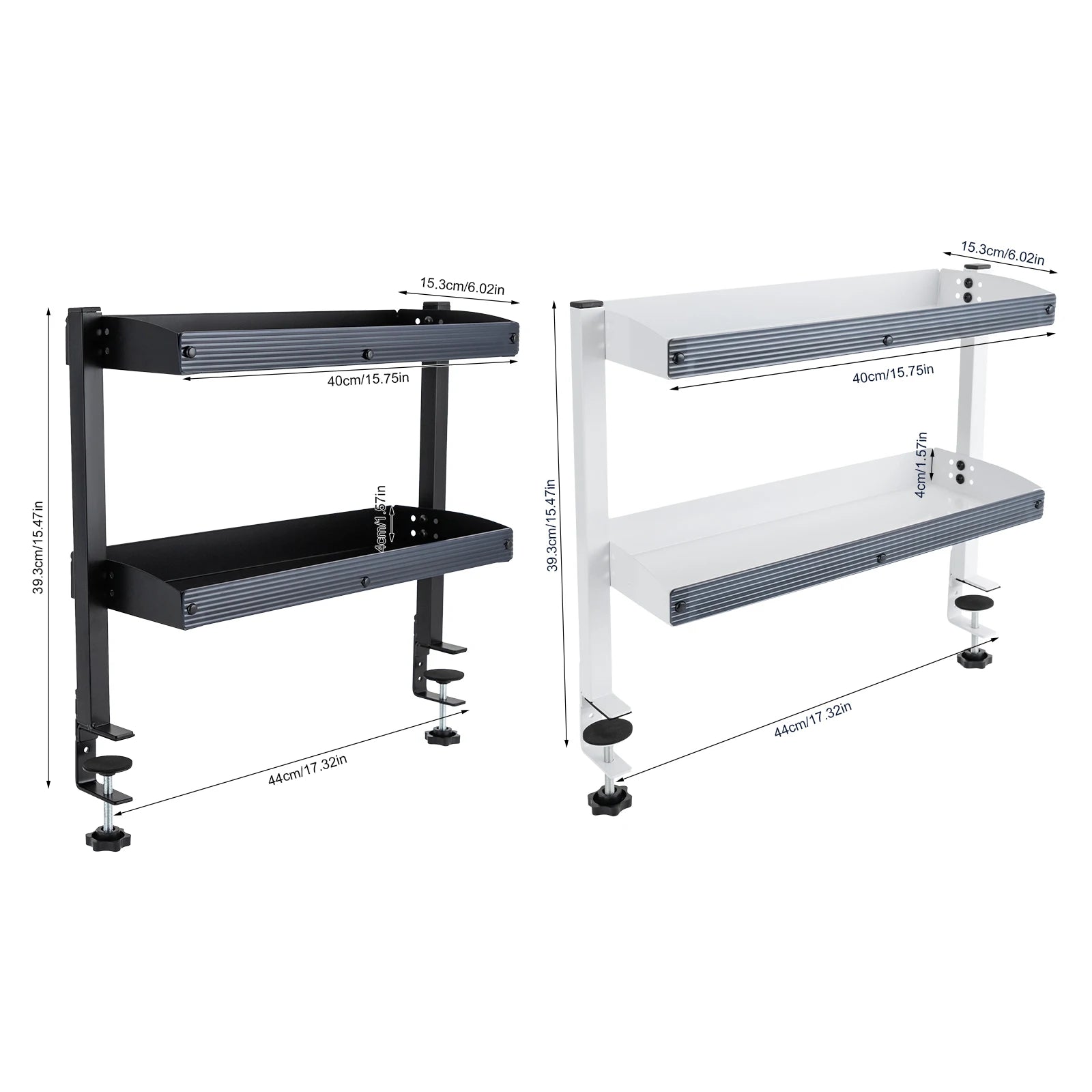 Adjustable 2-Tier Desk Shelf Clamp-On Storage Tray for Displaying Photos Decorations Clip-On Desk Organizer Shelf