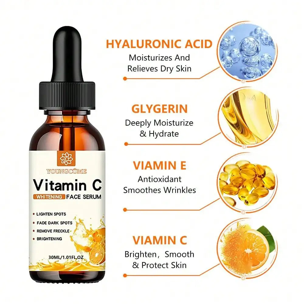 Vitamin C Facial Essence Contains Hyaluronic Acid Dark Spot Remover Moisturizing Repair Younger Essence Facial Skin Care 30ml