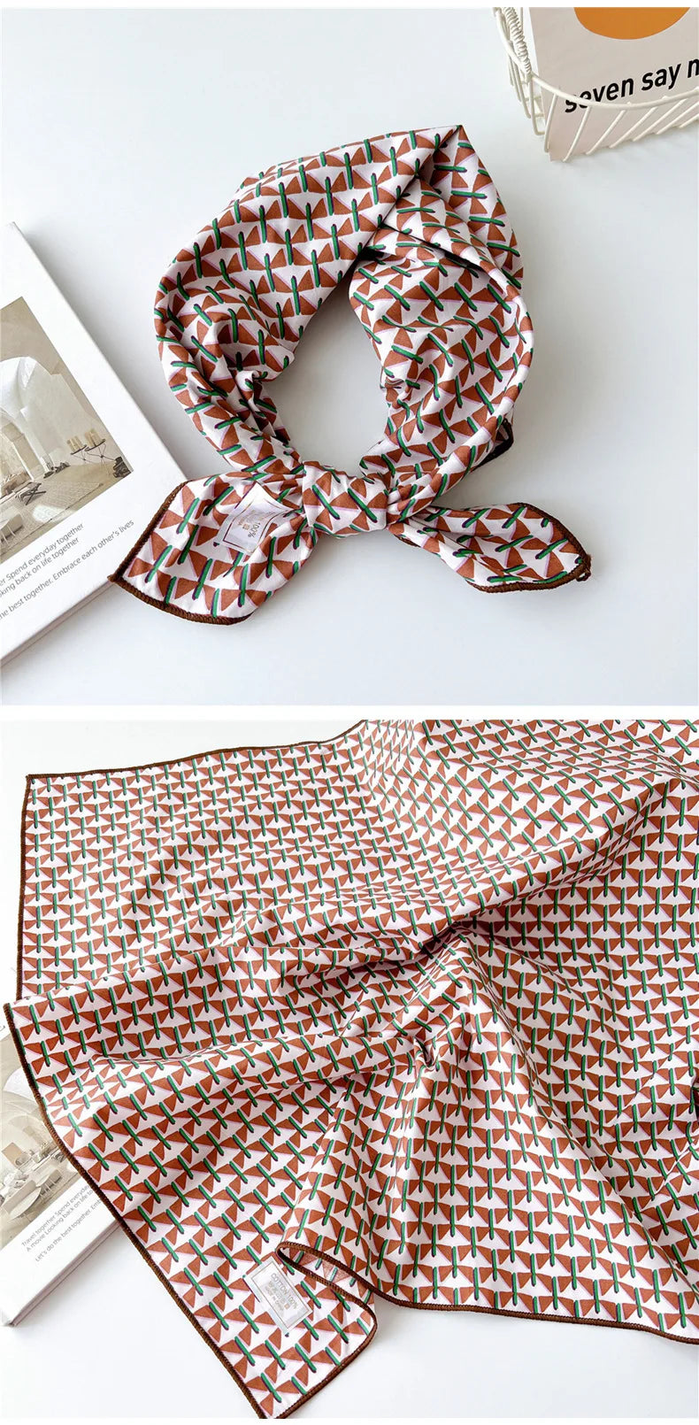 60cm Flower Print Cotton Bandanas Square Scarf Women Girls Headband Accessories Handkerchief Neckerchief Hairscarf Hairscarf