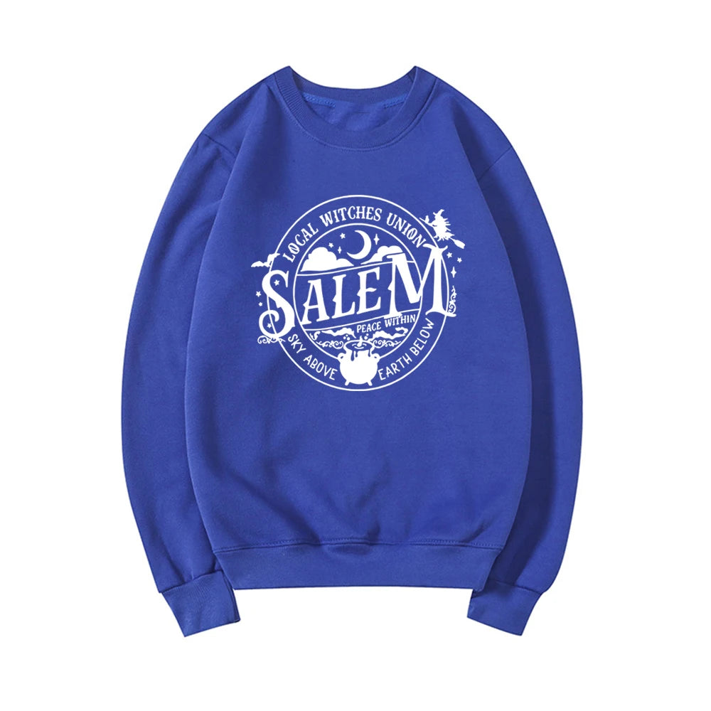 Local Witches Union Salem Sweatshirt Halloween Sweatshirt Women Hoodies Witches Clothes Long Sleeve Pullovers Fall Tops Hoodie