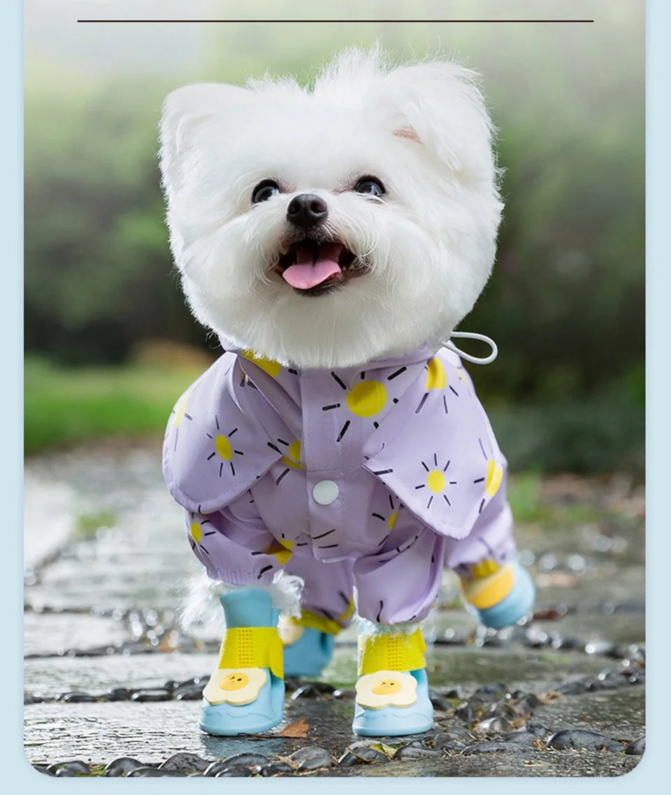 Waterproof Pet Hooded Rain Poncho Pet Puppy Dog Raincoat Colourful Sun Poncho Model Outdoor Walking Dog Rainy Shenqi