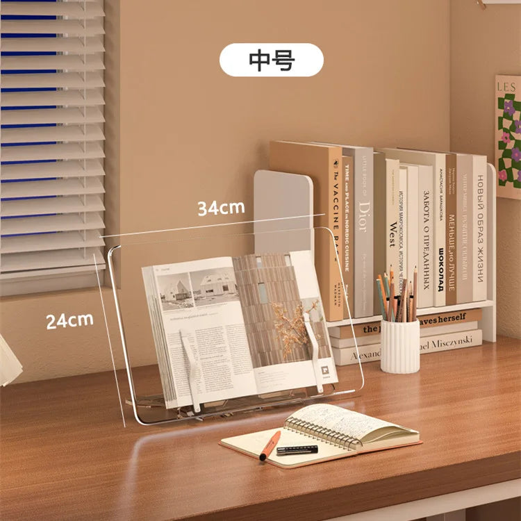 Acrylic Book Stand for Reading Hands Free Adjustable Book Holder to Prevent Neck Strain Foldable Desk Organizer for Study Office