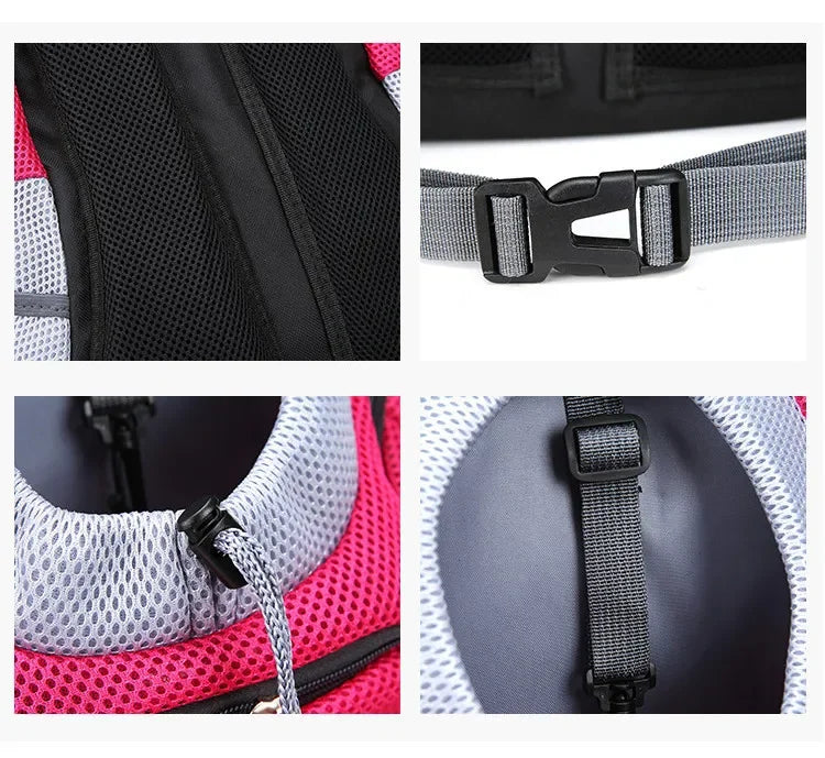 Pet Backpack Carrier for Small Dogs & Cats - Front-Folded Travel Backpack with Ventilation Mesh & Harness-Like Zipper Lock